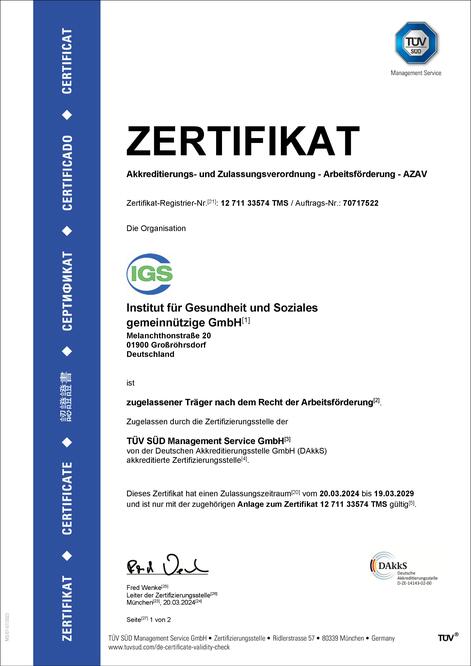 TÜV Zertifikat